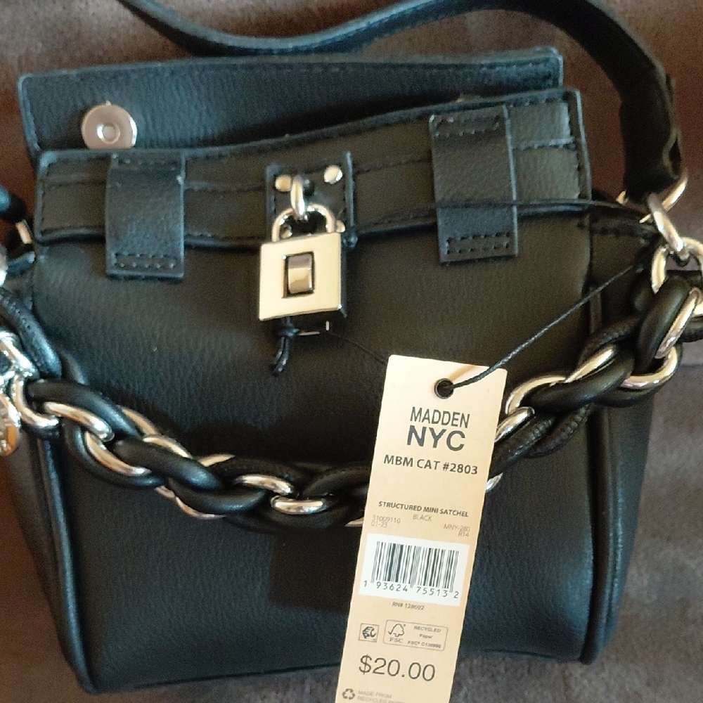 Steve Madden Black Mini Bag with Chain Detail